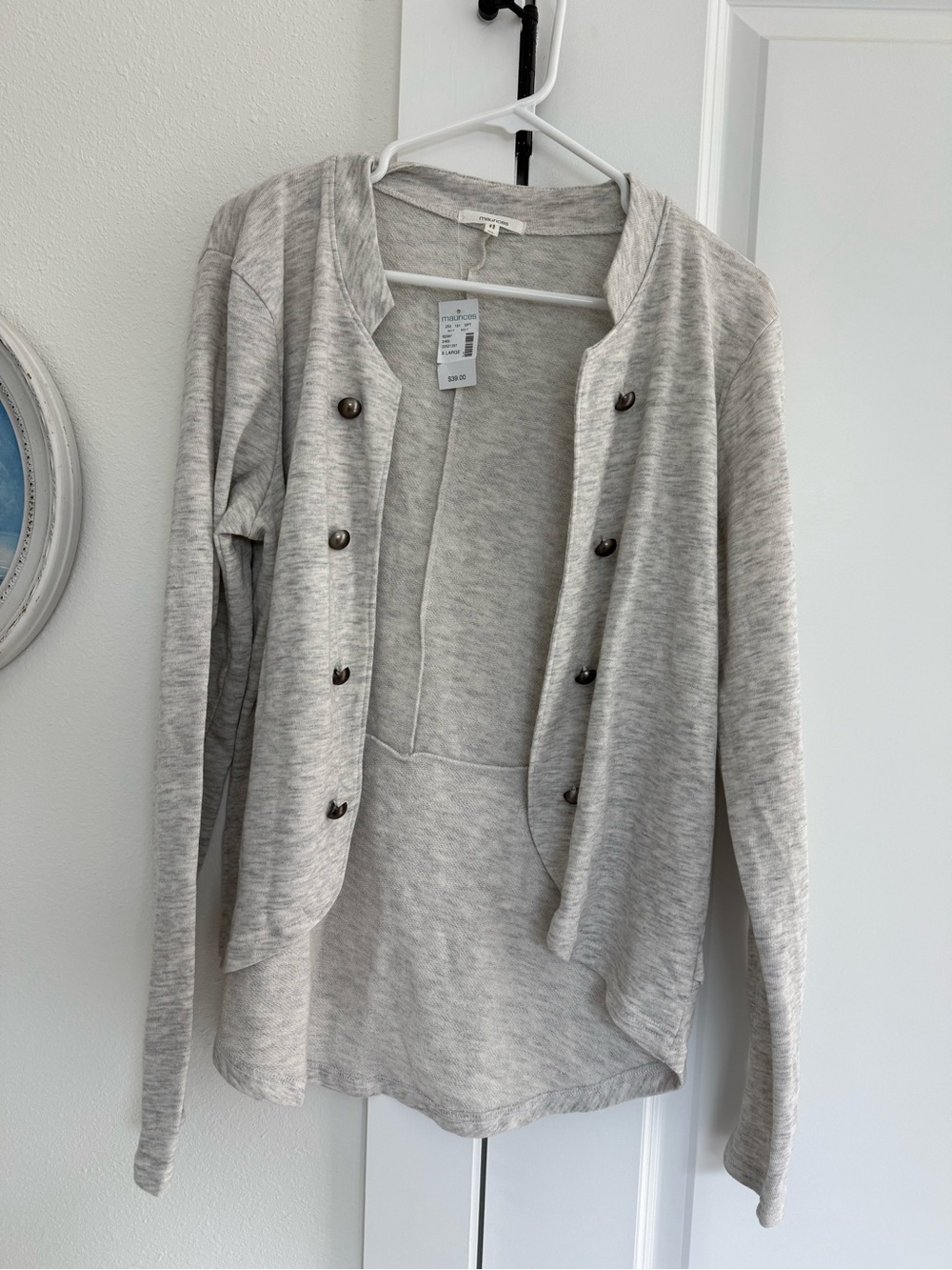 NWT Maurices Light Gray Women's Double-Button Cardigan
